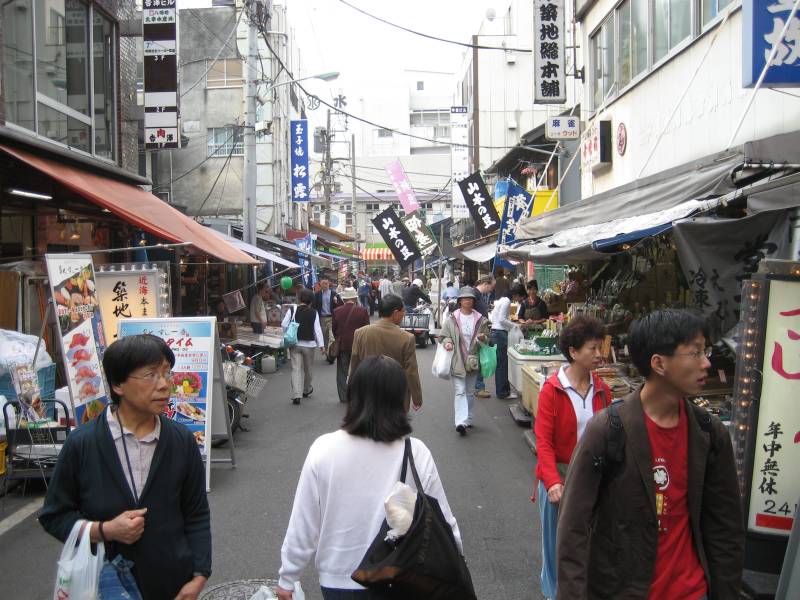 Marketplace  outside Tsukiji Fish Market